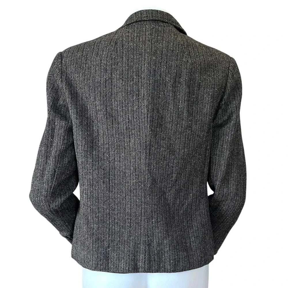 Pendleton Vintage 100% Virgin Wool Herringbone Blazer Gray Brown Dark Academia - Picture 4 of 6